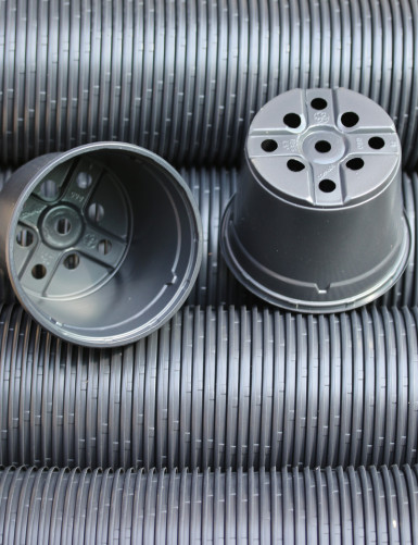 Lot de 10 Pots ronds de 12 centimètres noirs